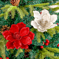 造花クリスマスフラワーアレンジメント装飾クリスマスフラワー三層造花クリスマスツリーガーランド籐アクセサリー