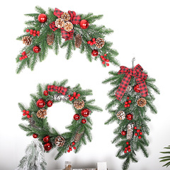 クリスマス花輪クリスマス羊角藤花輪peクリスマス装飾倒掛藤条デパートドア掛け装飾クロスボーダー専用
