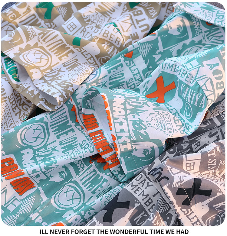 Men's Hawaiian Style Printed Short Sleeve Shirt Trendy Loose Casual Lapel Beach Wear_viptrois.com