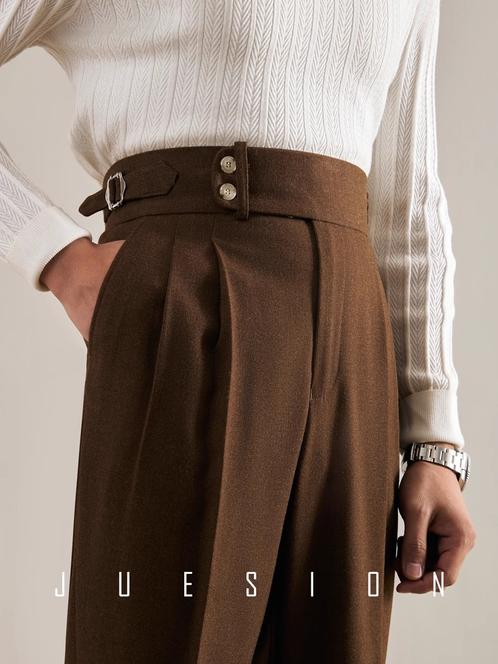 Italian-style Naples Small Western Pants Autumn and Winter High Waist Straight Men's Business Casual Pants High-grade Dape Suit Pants