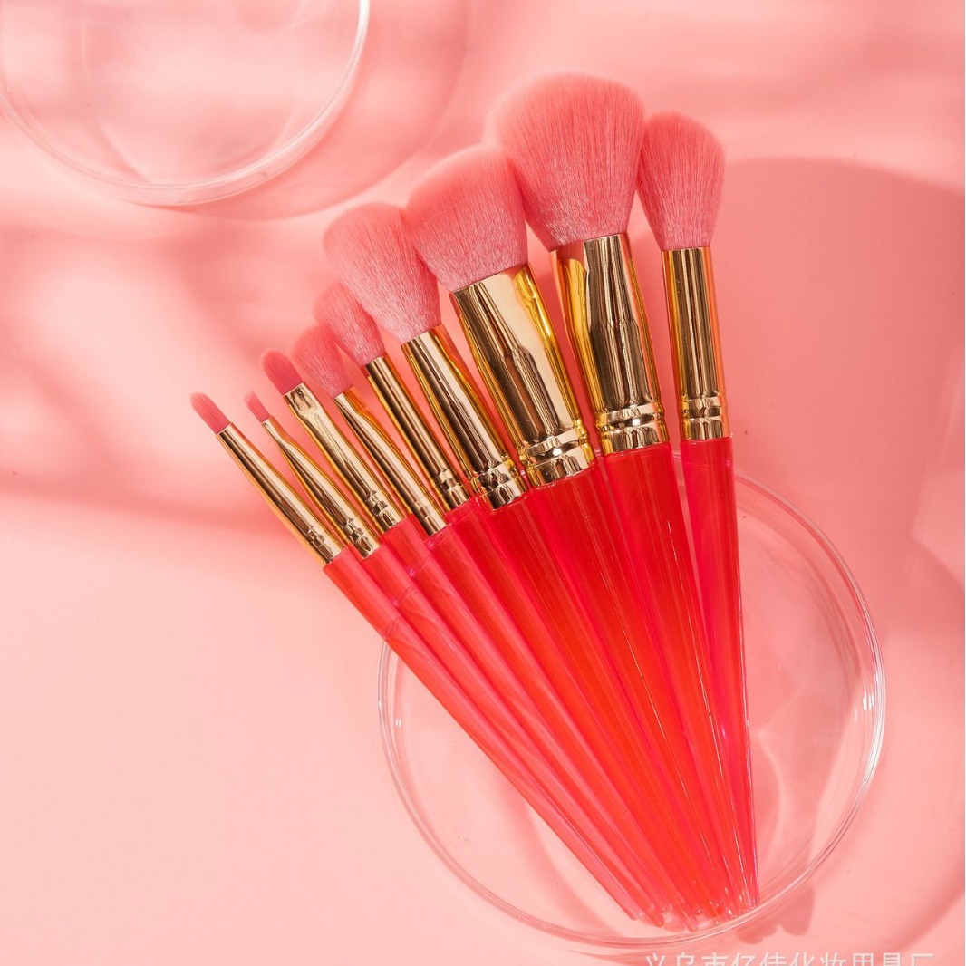 9-teiliges Make-up-pinselset Mit Transparenten Griffen_voghion.com