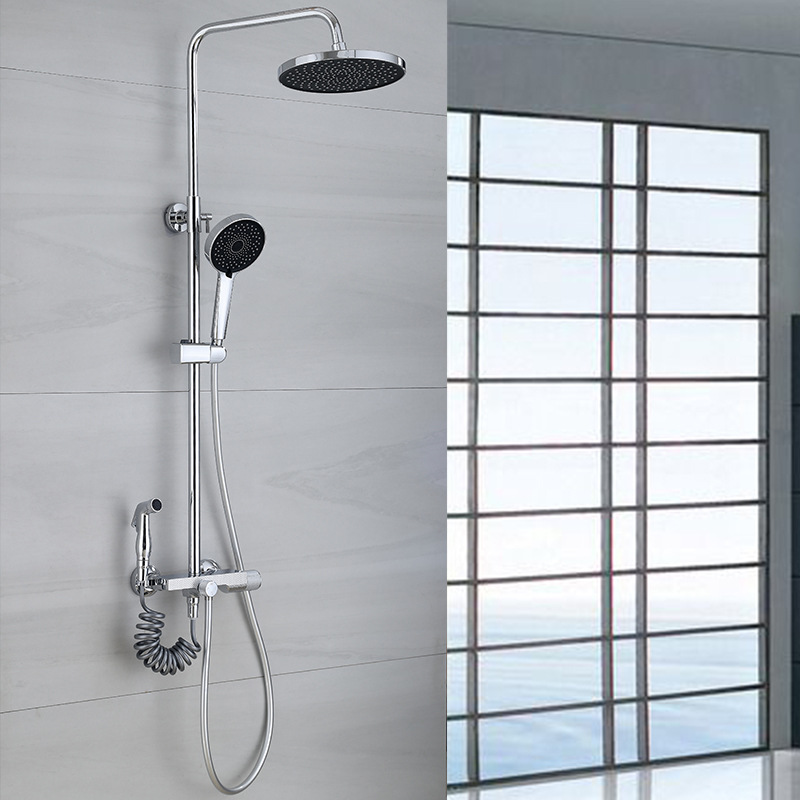 Juego de ducha de latón galvanizado de cuatro velocidades tallado transfronterizo Gypsophila redonda pistola rociadora oculta el grifo