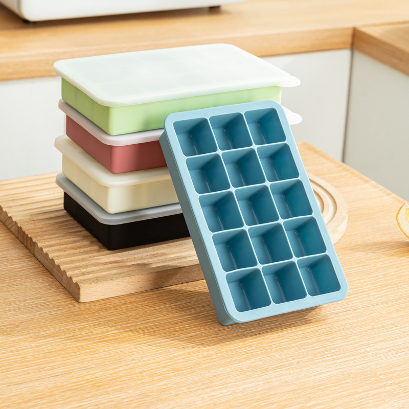 Dark black 15-piece ice tray-with lid