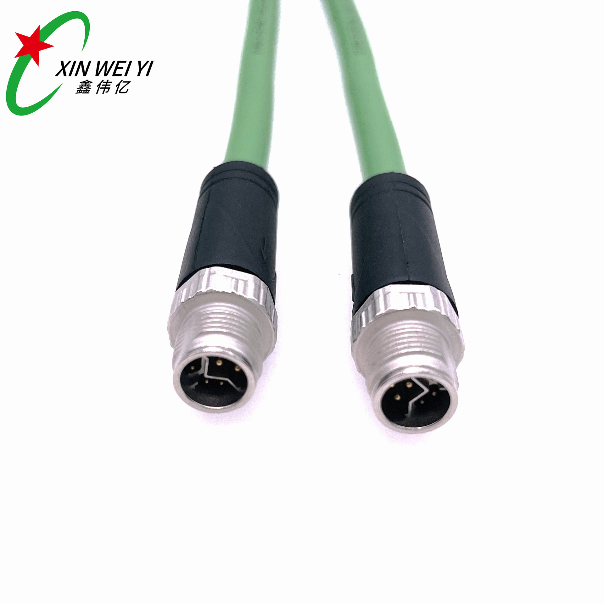 M12金属Y扣连接器 汽车线束接头8Pin 以太网拖连防水连接器