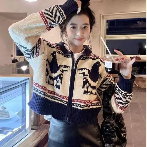 2025 Autumn Short-Sleeve Cardigan for Women, Petite Retro Japanese Leisure Unique Knit Top