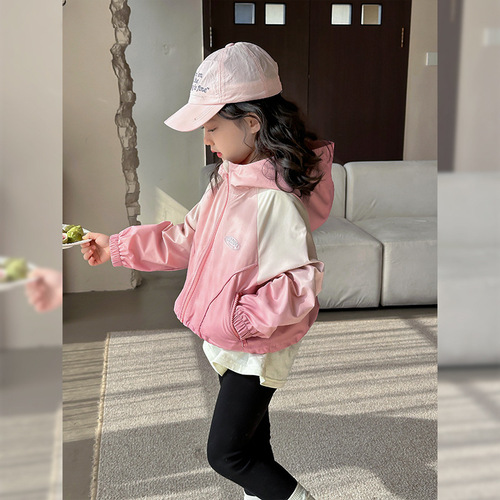 Girls' Jackets 2024 Spring New Fashionable Children's Clothing Tops Fashionable Baby Sports Jackets Children's Jackets Trendy