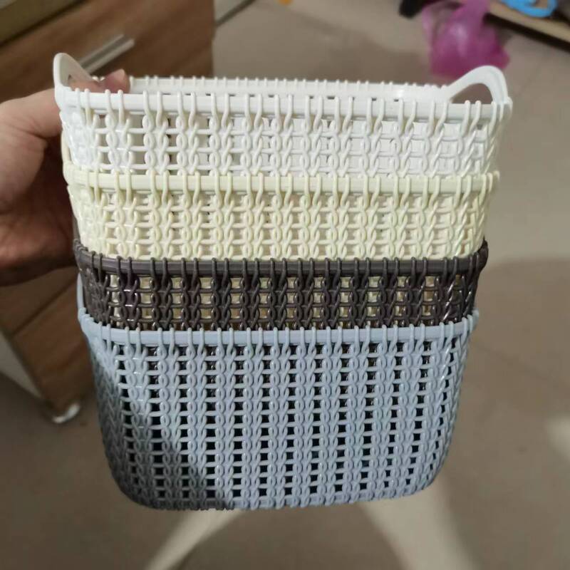 Rattan-like desktop storage basket plastic storage basket kitchen storage basket snack storage box bathroom bath storage box
