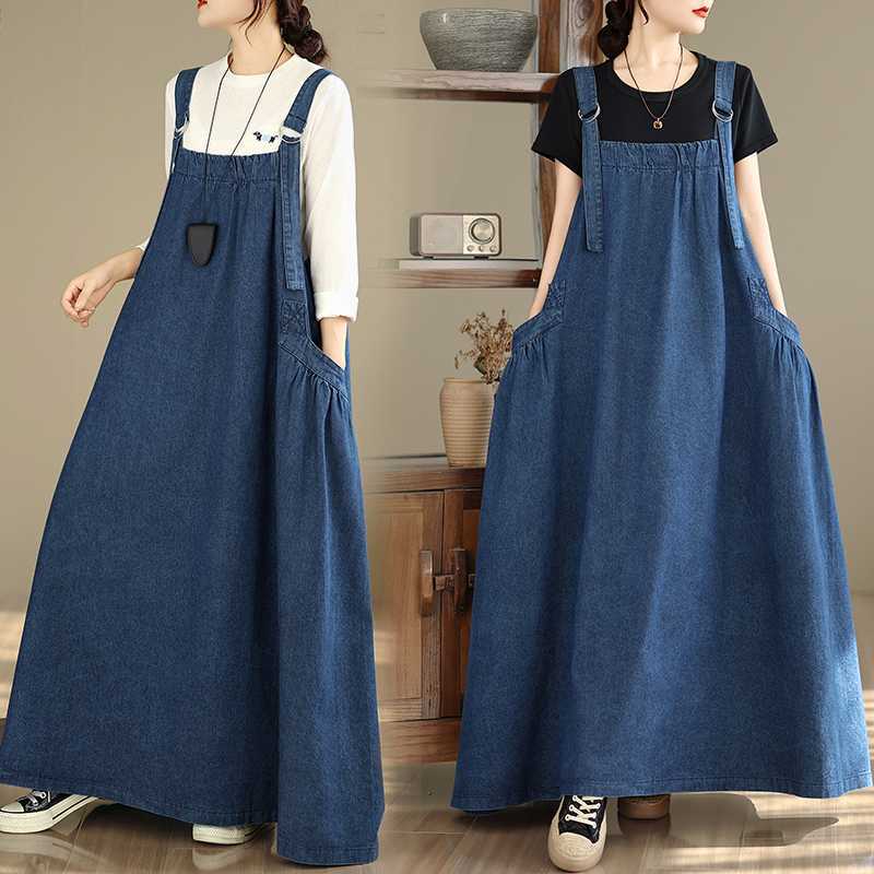 Autumn retro denim long suspenders