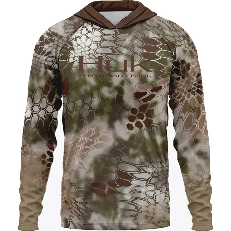 Men's Fishing Shirt Clothing Huk Long-Sleeved T-Shirt Upf 50 Hood Sun Protection Uv Breathable Fishing Jacket