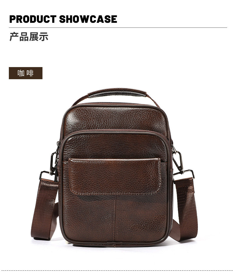 Túi đeo chéo nam da bò thật dáng đứng cao cấp, túi đeo vai phong cách casual dễ phối đồ — Cà phê cỡ nhỏ, Màu đen cỡ nhỏ, Cà phê cỡ lớn, Đen cỡ lớn chi tiết 15