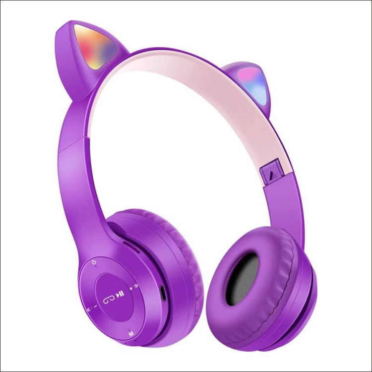 P47M fabricantes de oído de gato suministro transfronterizo de comercio electrónico colorido luminoso luz inalámbrica Bluetooth Auriculares auriculares