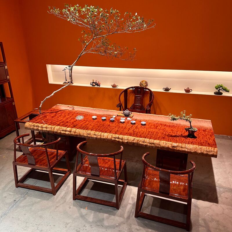 Solid Wood Large Board Office Conference Executive Desk, Old Money Style, High-End Tea Room Tea Table, Modern Minimalist Style
