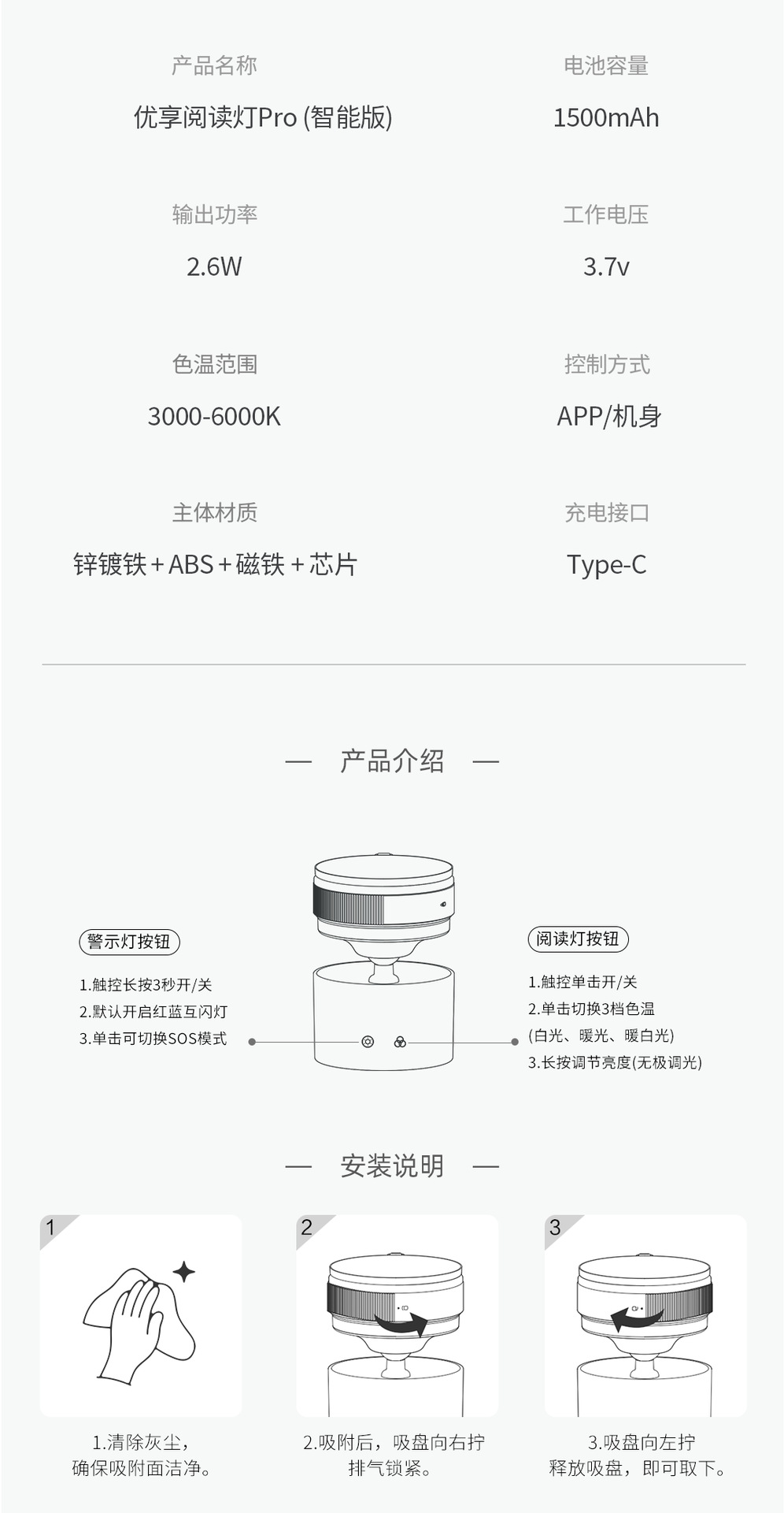 Binny Led Premium Light, a Compact Magnetic Reading Light for the Car, Has Been Integrated with the Mijia App and Is Suitable for Yu7/Su7 Modifications