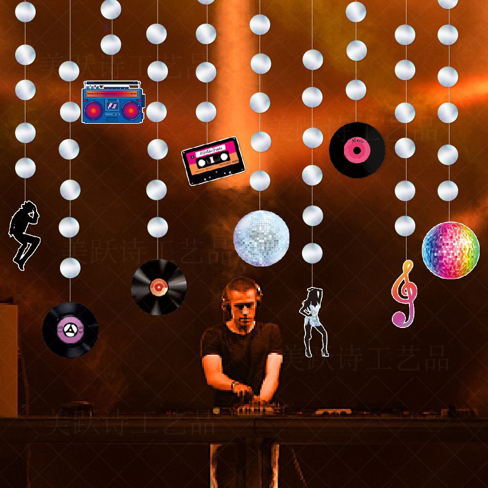 Amazon nueva discoteca tema Fiesta decoración registro coche línea colgante cumpleaños decoración Garland colgante
