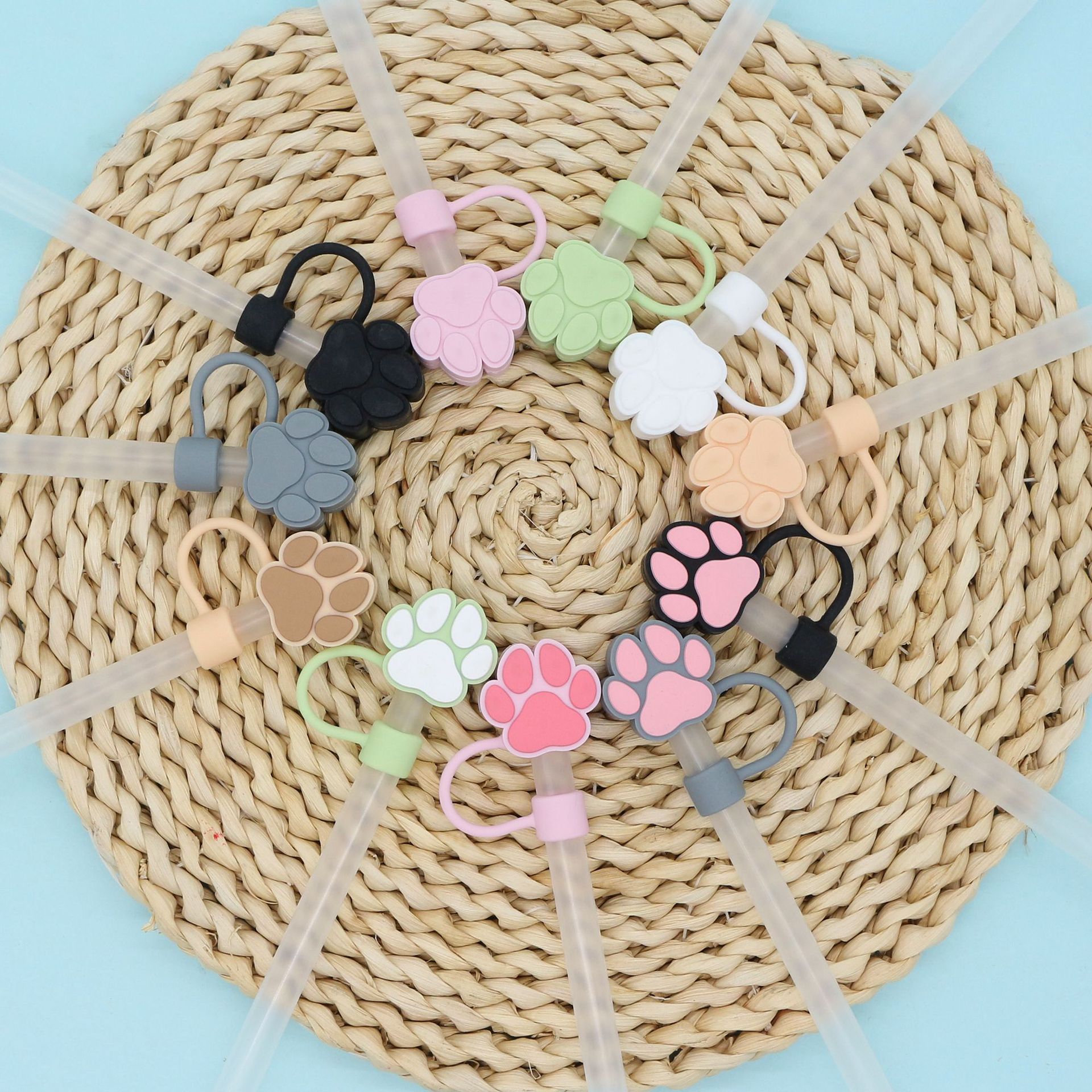 Spot transfronterizo Taza de agua Stanley Cubierta de pajita Tapón antipolvo Tapa de pajita de garra de gato de 10mm Tapón de pajita creativo de dibujos animados