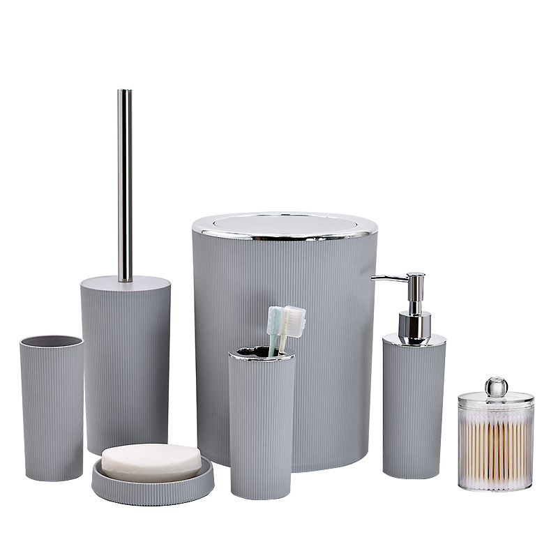 Baño de lujo ligero de cuatro piezas set de artículos de baño baño basura taza de enjuague bucal taza de cepillo de dientes set de placas de drenaje