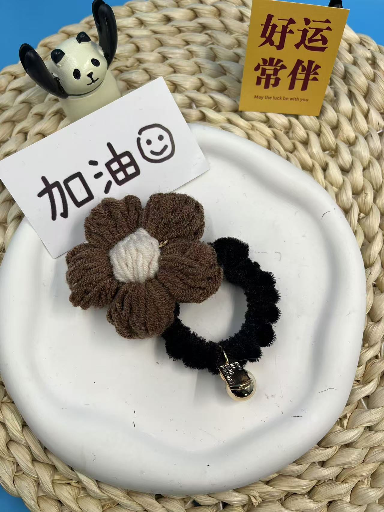 23 커피 컬러 울 플라워 헤어 로프