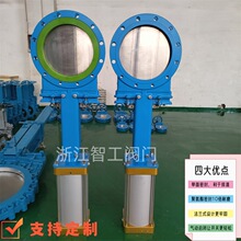 智工 气动耐磨刀型闸阀 衬聚氨酯密封 圆形插板阀厂家 PZ673M-10C