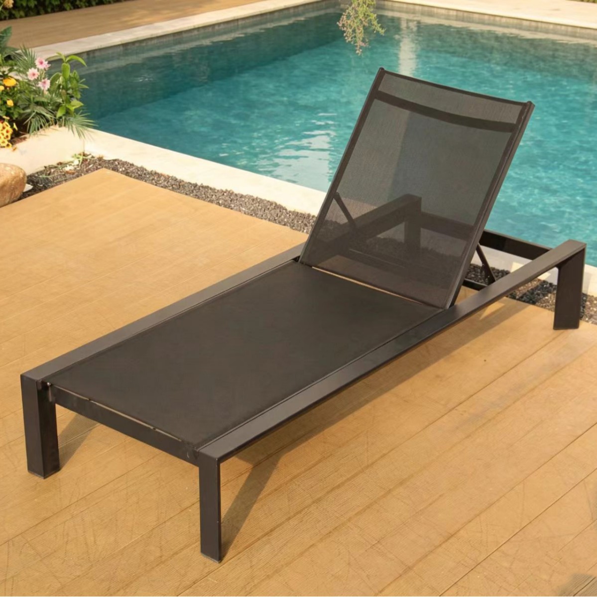Silla de piscina patio villa al aire libre jardín de aluminio balcón hotel de alojamiento residencial al mar silla de playa silla de respaldo alto image 7