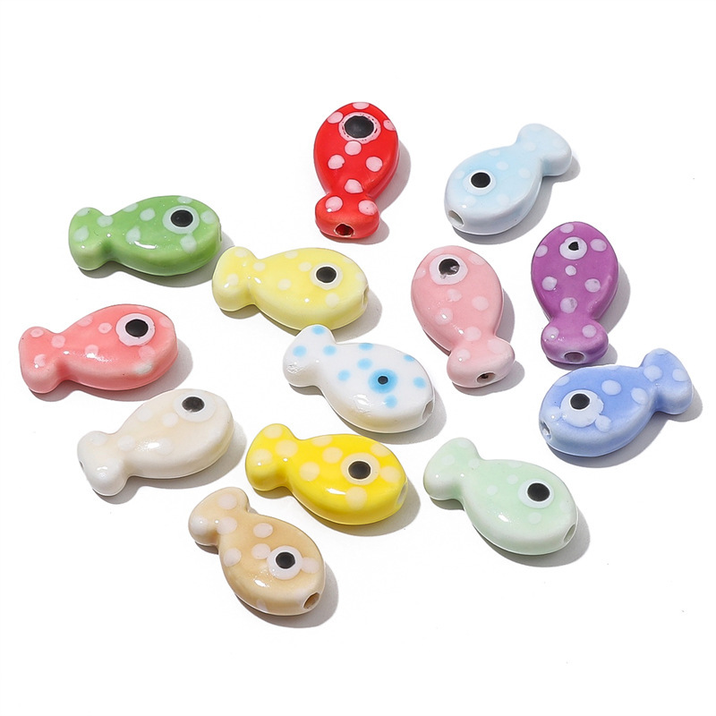 2 Pieces Quantity 2 Pieces 11 * 19mm Hole 2~2.9mm Ceramics Fish DIY Jewelry Accessories Beads