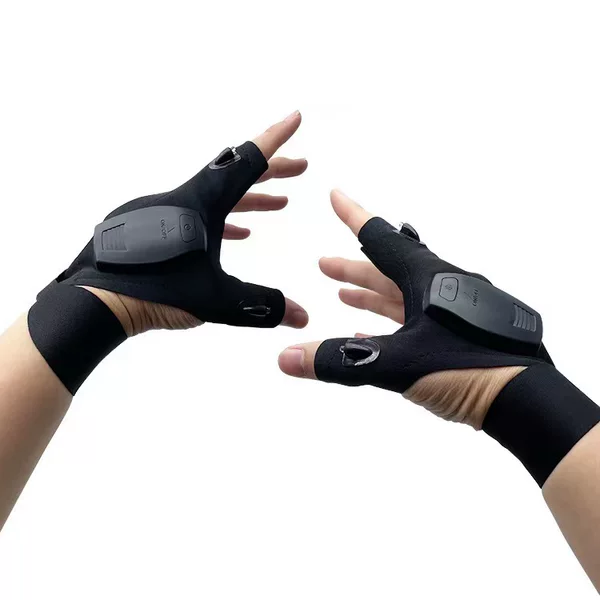 Cross-border fishing with lights rechargeable gloves flashlight camping lights two-finger sunscreen breathable outdoor night Hook lights gloves
