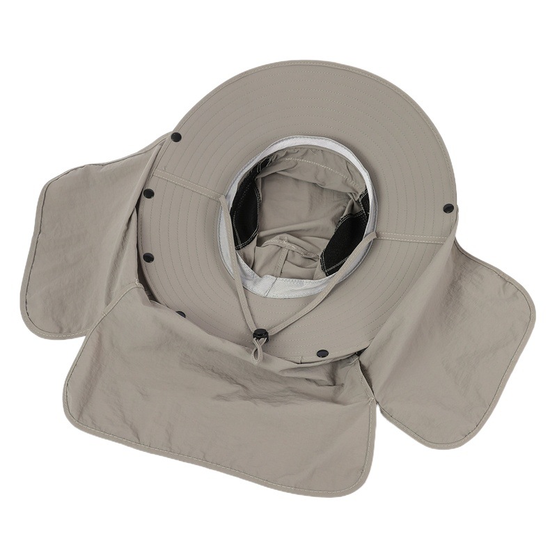 Sombrero de Sol de verano sombrero de los hombres sombrero de pesca sombrero de pescador desmontable cubierta de la cara al aire libre sombrero de sol unisex color sólido