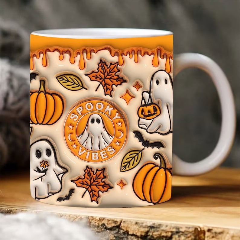 国境を越えた3d SPOOKY幽霊hallowenコーヒーマグカップ水杯ハロウィーンカボチャPumpkin|undefined
