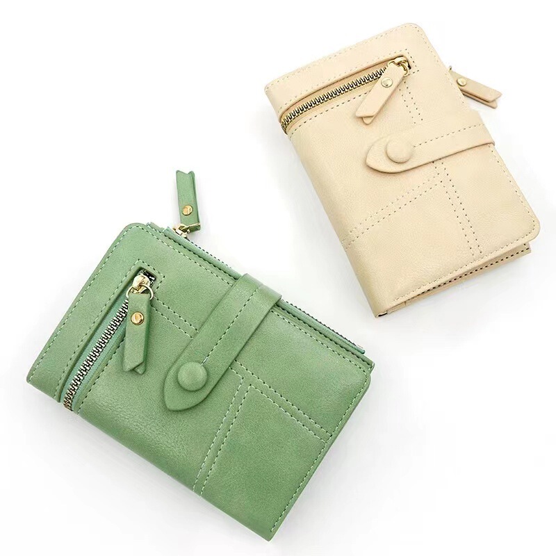 in stock Cross-border Foreign Trade New Style Short Women's Wallet Japanese Style Fragrant Style pu Leather Zipper Money Trend Coin Purse