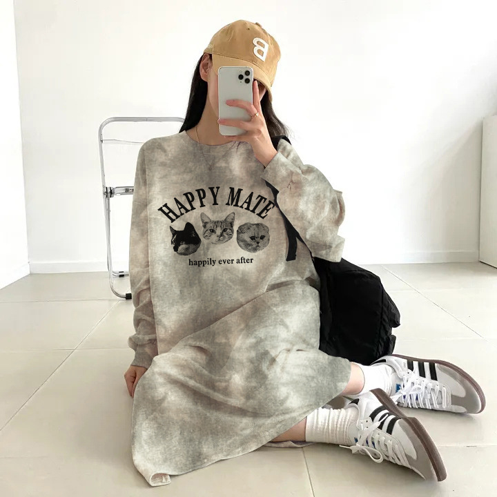 スーツ韓国風 T シャツスカート女性の秋と冬プラスベルベットの新しいヨーロッパスタイルミッドレングスルーズハイエンドファッションカジュアル長袖|undefined