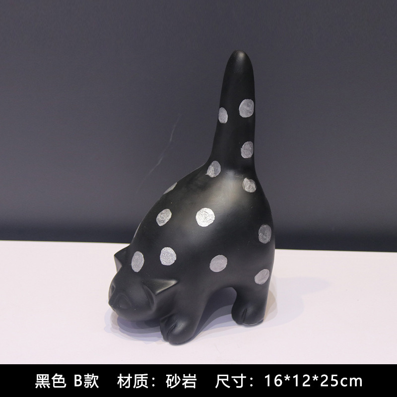 モダンでシンプルなかわいいペットの猫とクマの幾何学的な動物の装飾品北欧ホームモデルルームワインキャビネット子供部屋の装飾|undefined