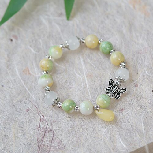 National style creative glass plate toy toy bracelet for women wholesale literary and artistic new Chinese style butterfly crystal bracelet that does not fade and is trendy