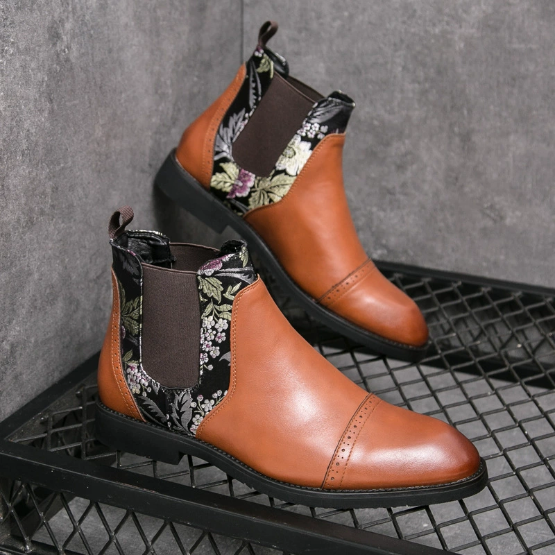 Трансграничные большие размеры 46 фланговые кожаные туфли Челси для мужчин