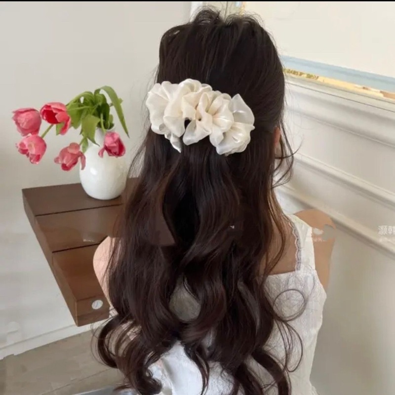 ピンクオリジナルハンドメイド・ピンクと春の山のコントラストカラー甘いレースフルボールヘアサークルヘアアクセサリーリボン|undefined