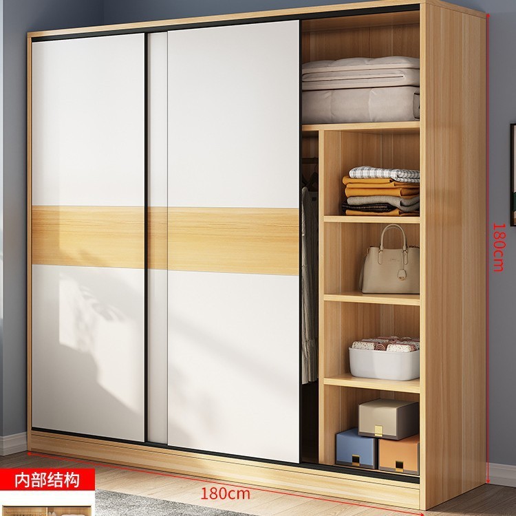 推拉门衣柜家用卧室出租房经济型简易柜子结实耐用实木质儿童衣橱|undefined