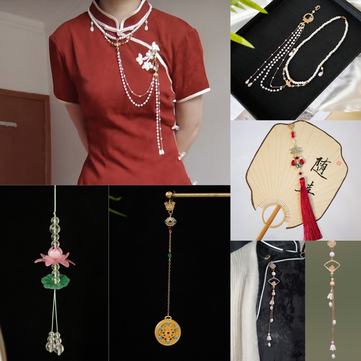 Eight Treasures Compass Brooch Chinese Style Retro Pendant Enamel Brooch Exquisite Accessory for Cheongsam