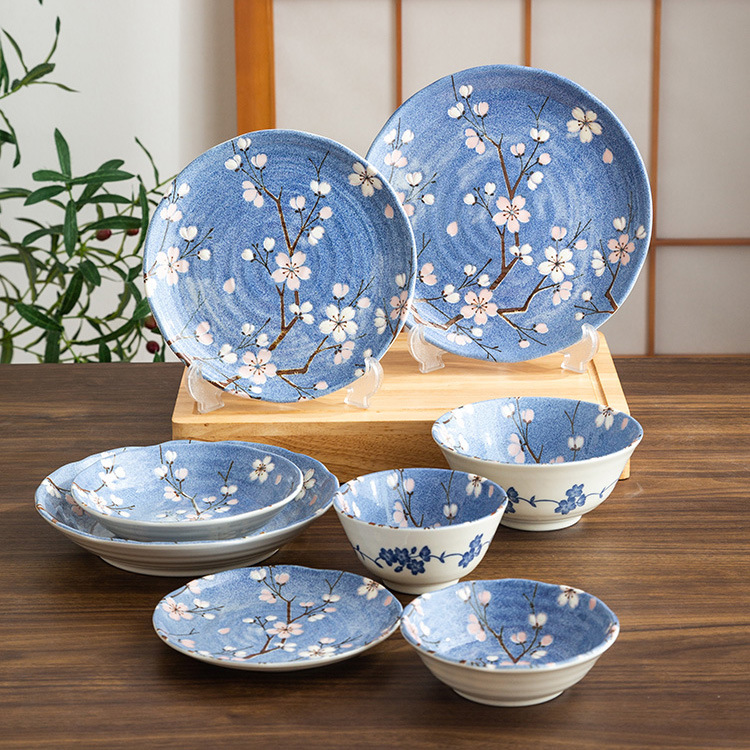 Japanese import blue ceramic dinner plate