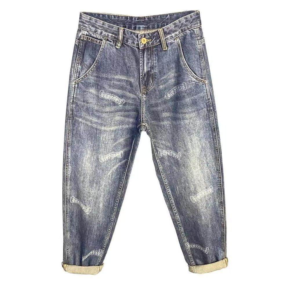 Loose Fit Men's Pants, 2026 Spring New Trendy And Cool Printed Jeans, American Retro Washed Men's Pants_mkmklike.com
