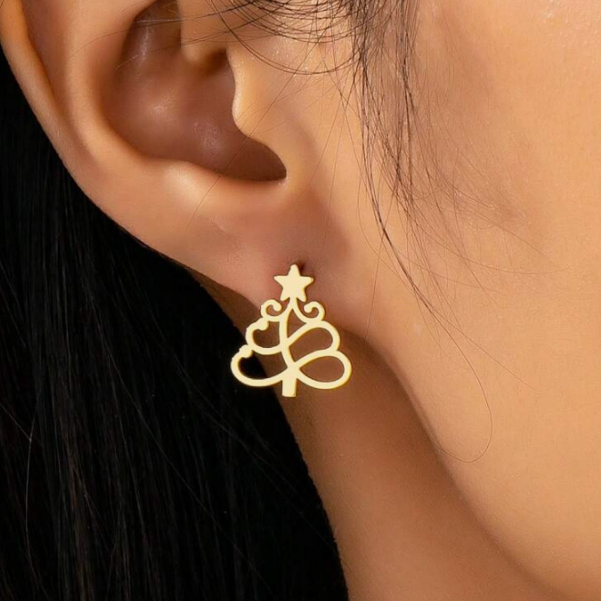 Minimalist, Geometric Heart Shaped, Triangle Shaped, U Shaped, Star Shaped, And Moon Shaped Ear Cartilage Studs Fashionable And Versatile Earrings._voghion.com