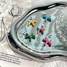 s925纯银珐琅彩色气球狗吊坠 韩版可爱立体狗狗ins多巴胺项链坠女