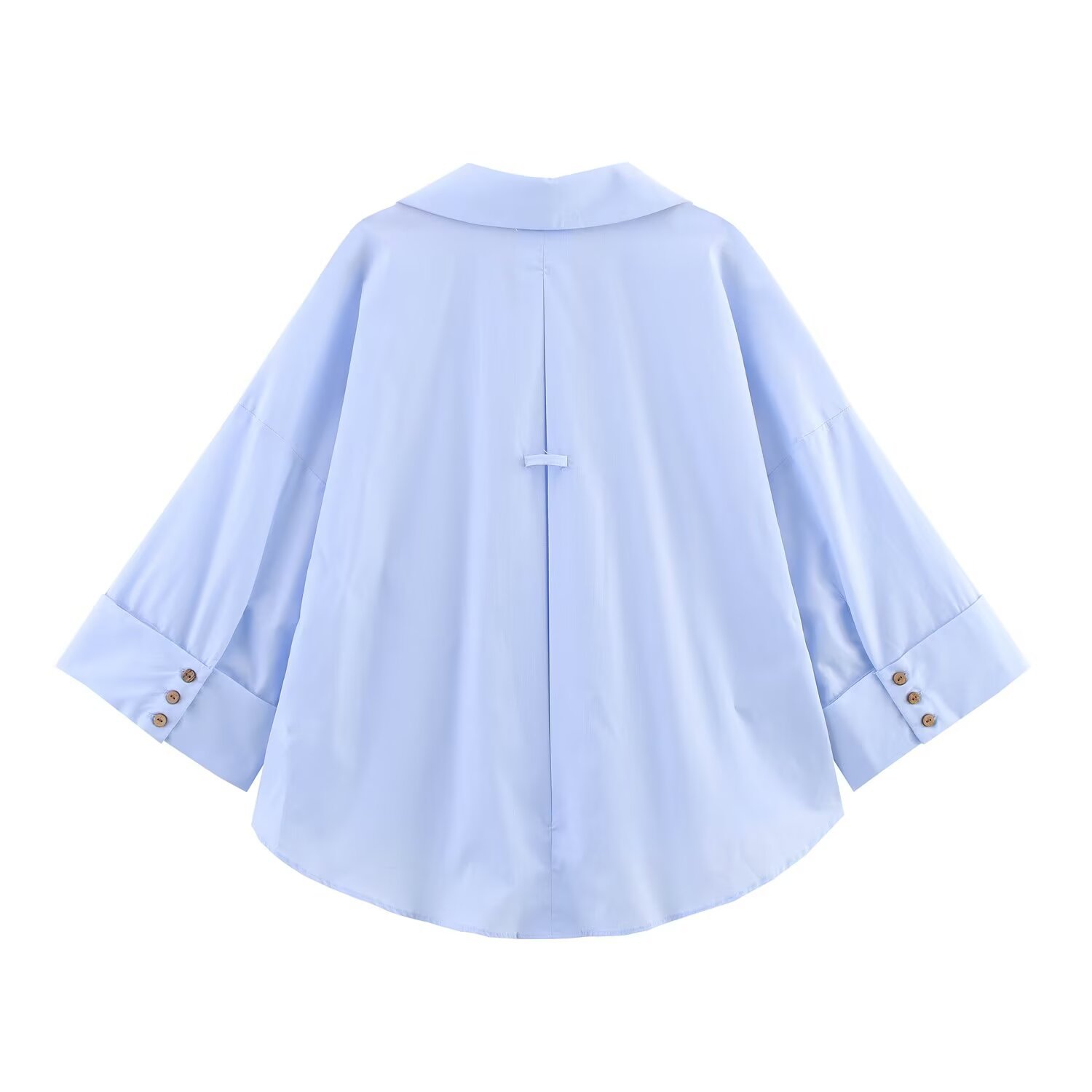 Women's Classic Fashion Wide Sleeve Poplin Shirt European American Style Versatile New Clothing_ecoleips.com
