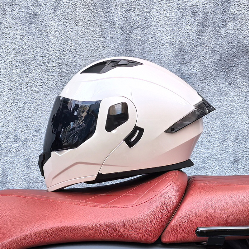 Orz casco de carcasa pequeña casco de cara a cara casco de motocicleta locomotora de doble lente hombres y mujeres de cuatro estaciones casco de crucero grande