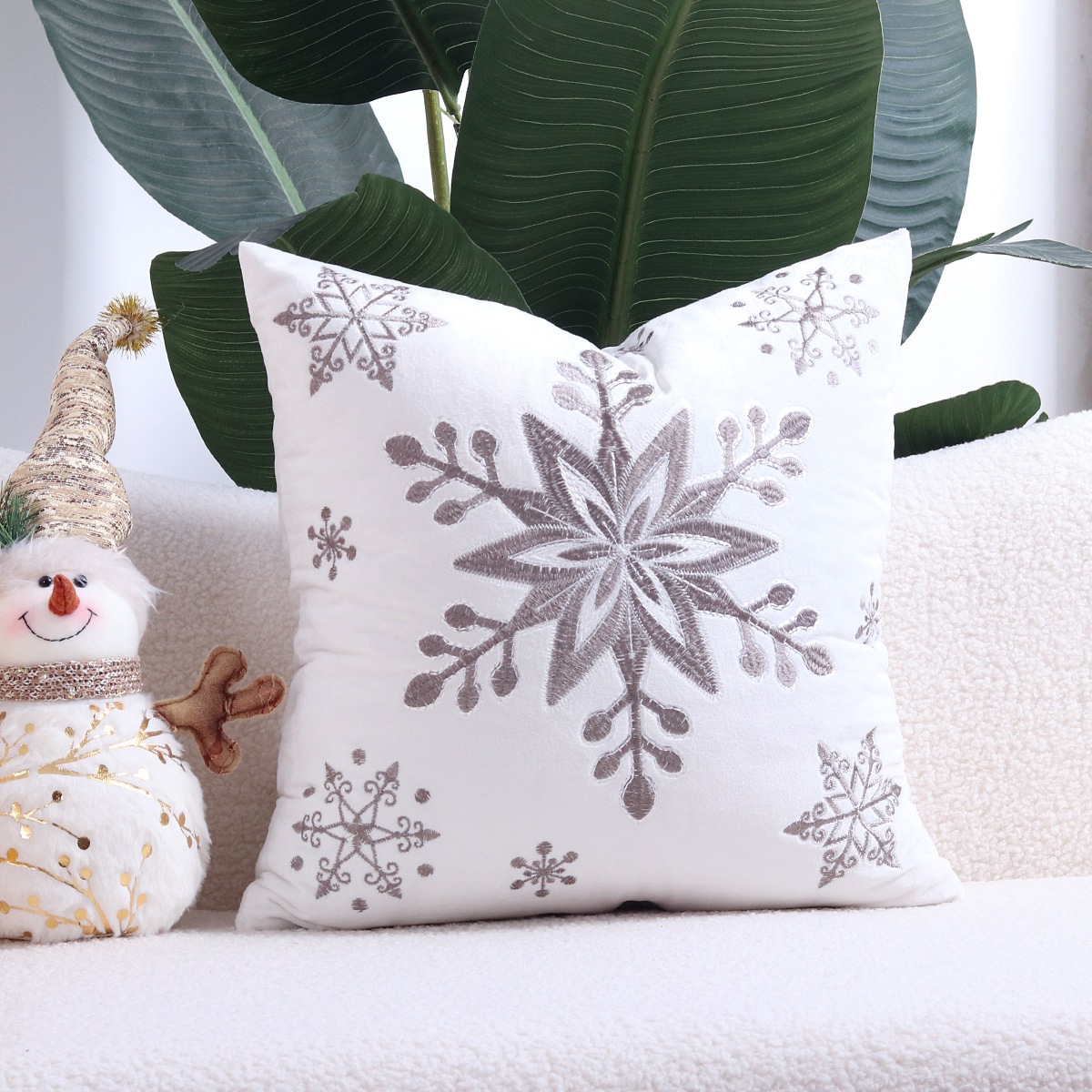 Ventas transfronterizas en caliente de alce árbol de Navidad estampado almohada cubierta de nieve de otoño y invierno bordado estilo de decoración de vacaciones atmósfera cojín cubierta
