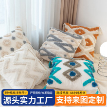 波西米亚ins时尚简约簇绒绣花抱枕套 跨境亚马逊流苏客厅沙发靠枕