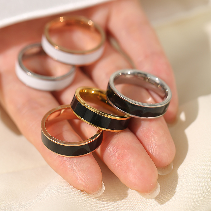 Rings Classification 1 Piece Quantity Casual Simple Style Round Stainless Steel Polishing Epoxy Plating Rings