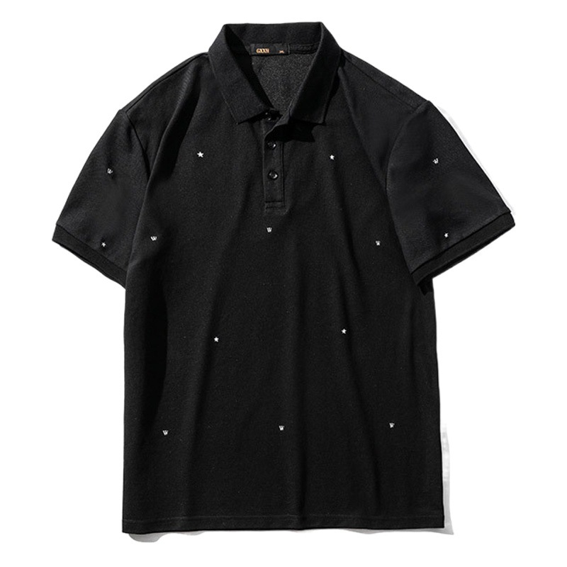 Marca de moda más tamaño de los hombres más el tamaño Polo de los hombres suelta casual bordado solapa manga corta Polo camisa