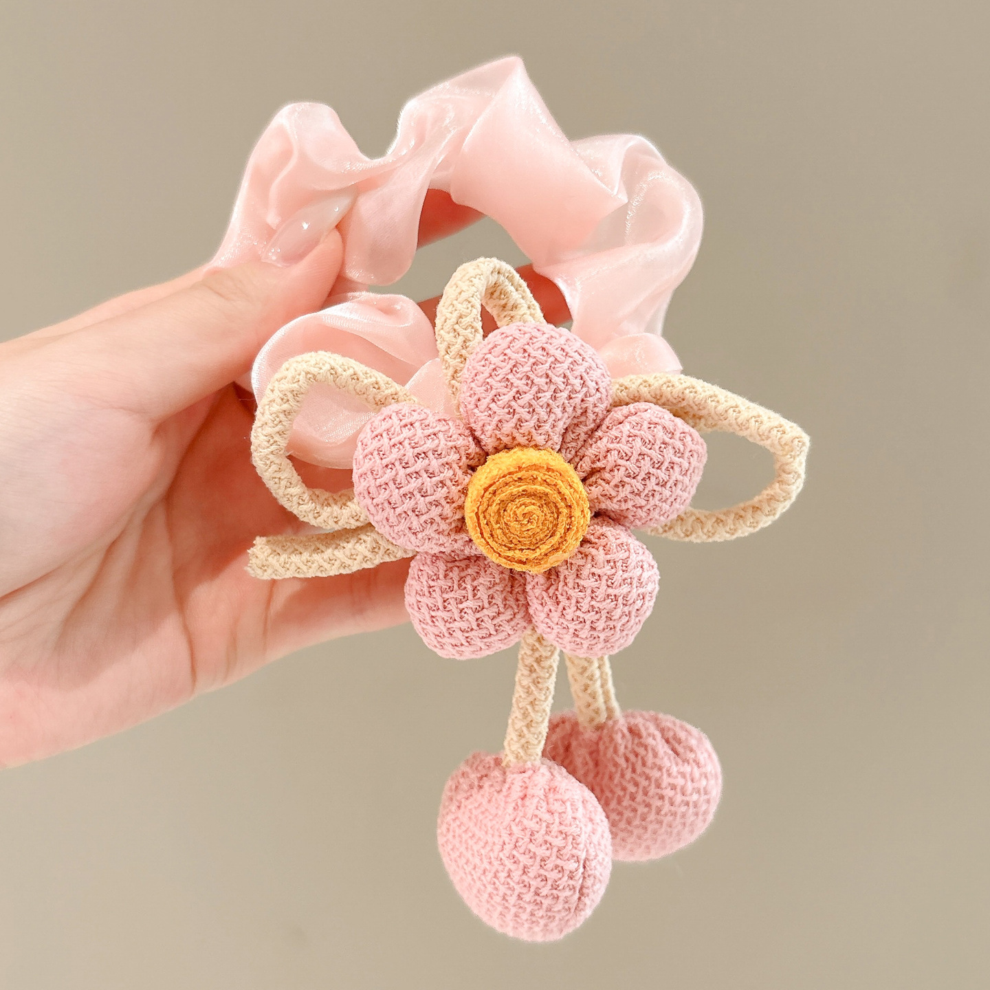 Niños dobles cabeza de bola nueva flor cuerda de cabello niñas atadas cabeza de bola anillo de cabello de cola de caballo niñas adornos para el cabello