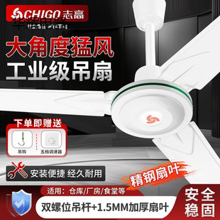 Chigo Brand Ceiling Fan for Home Living Room and Restaurant Commercial Use 56inch High Wind Industrial Five-Blade Electric Fan Stainless Steel Remote Control
