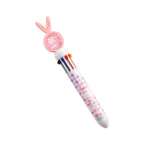 Cartoon bunny ears multi-color pen creative ten-in-one push-type multi-functional color oil pen student daily marker pen