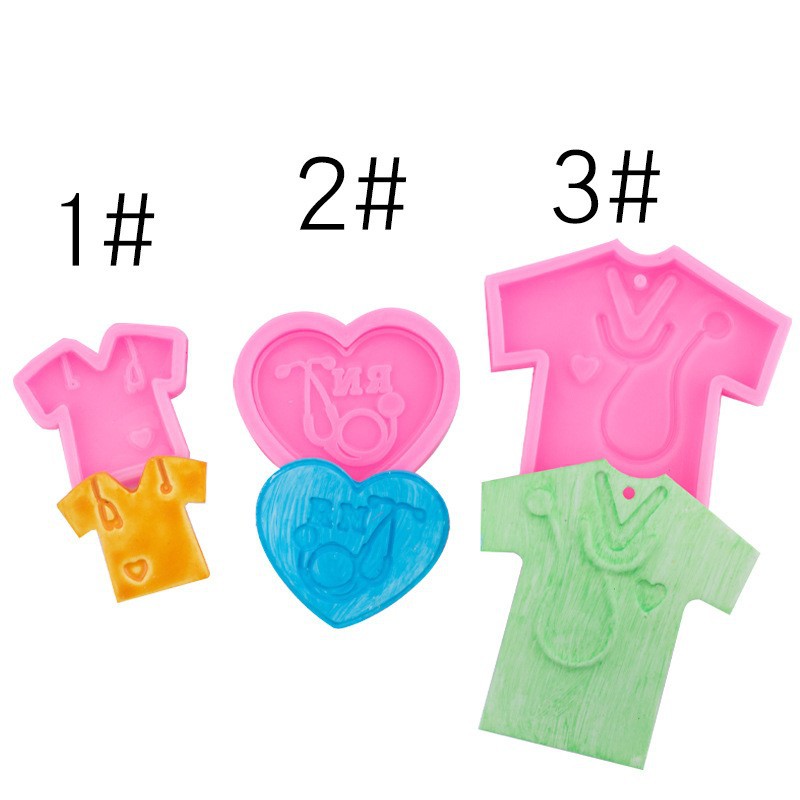 Camisa de bricolaje llavero accesorios colgantes molde amor estetoscopio enfermera ropa estilo llavero molde de pegamento