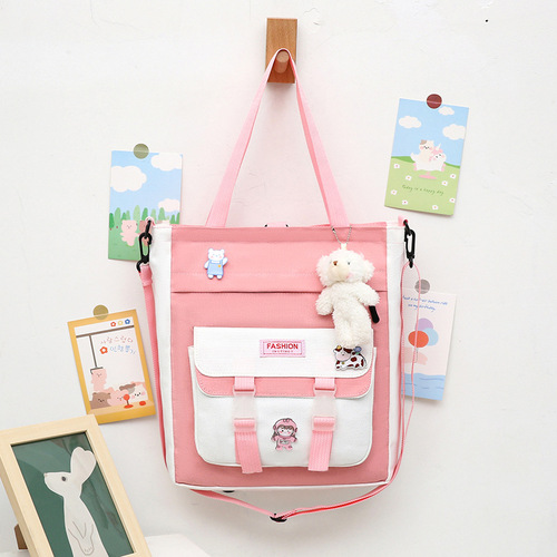 Canvas tutoring bag for boys and girls, primary school student shoulder crossbody bag, children's waterproof multi-purpose art tutoring bag